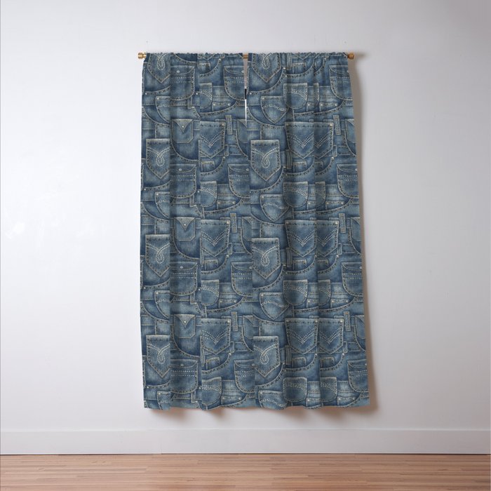 Jean Pockets - medium denim blue Window Curtain Gallery Image 3