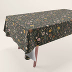 Spring Garden Flower Collection - Charcoal Black Tablecloth Gallery Image 1