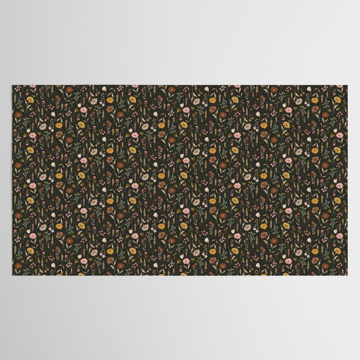 Spring Garden Flower Collection - Charcoal Black Tablecloth Gallery Image 2