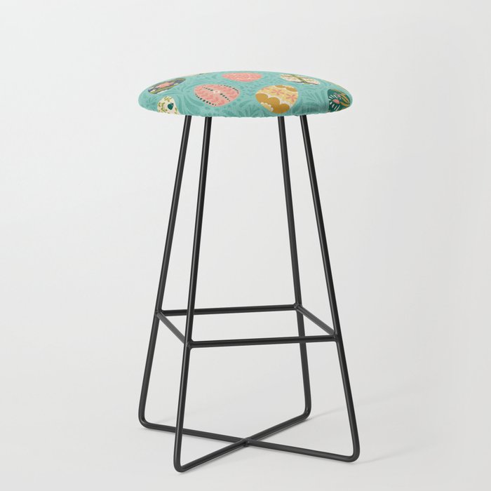 Floral Easter Eggs - Aqua Stool Gallery Image 1