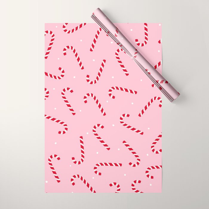 Christmas Candy Cane Pink Wrapping Paper Gallery Image 1