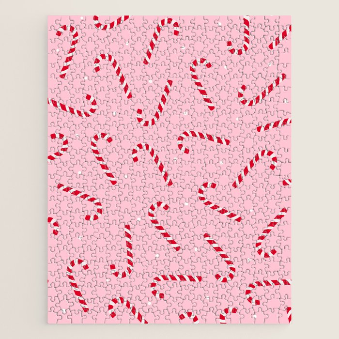 Christmas Candy Cane Pink Jigsaw Puzzle Gallery Image 1