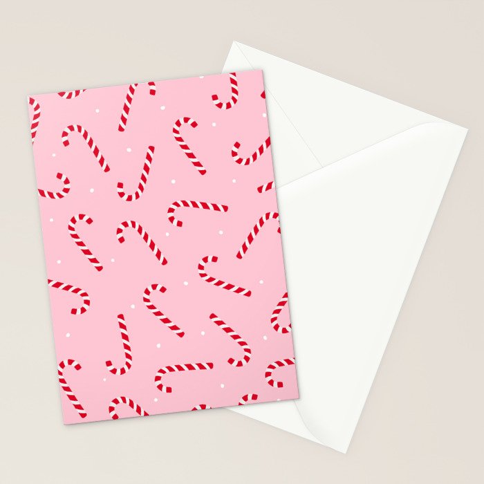 Christmas Candy Cane Pink Stationery Card Gallery Image 2