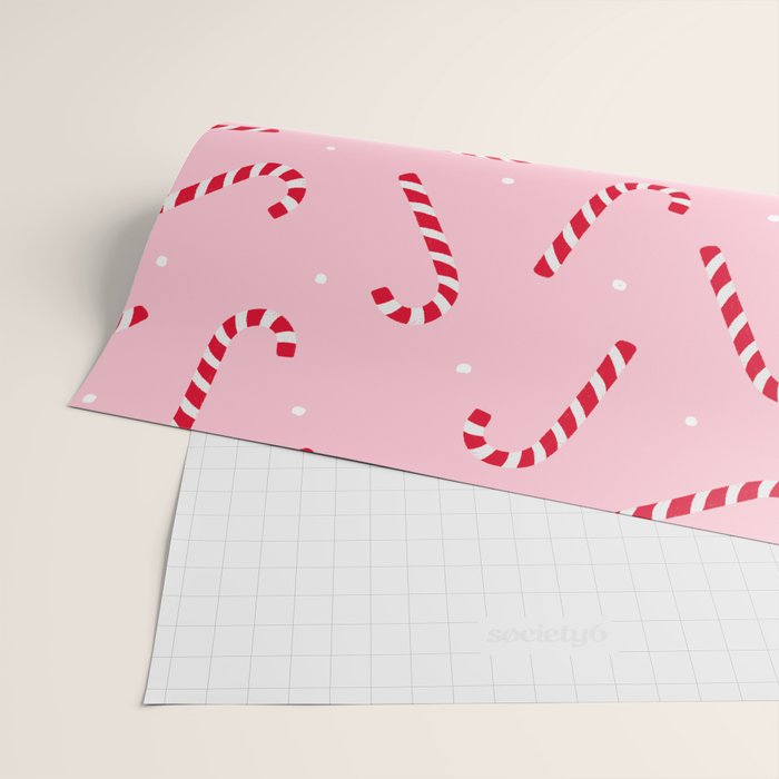 Christmas Candy Cane Pink Wrapping Paper Gallery Image 2