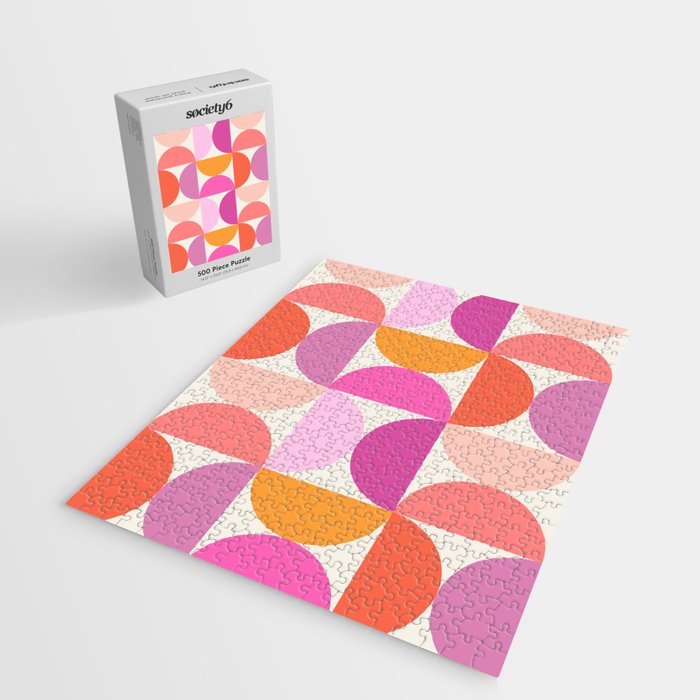 Mid Century Modern Shapes - Pink Jigsaw Puzzle Gallery Image 2