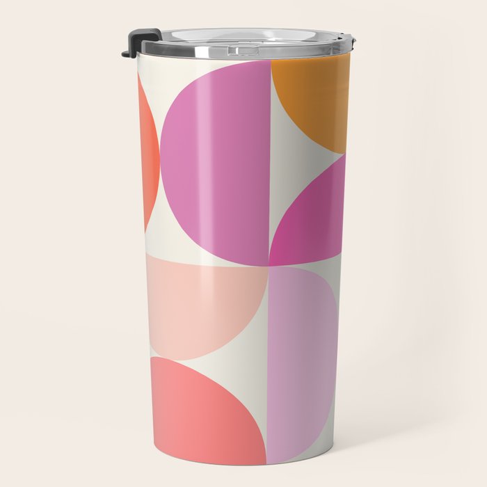 Mid Century Modern Shapes - Pink Travel Mug Gallery Image 3