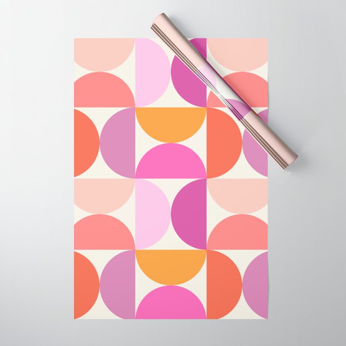 Mid Century Modern Shapes - Pink Wrapping Paper Gallery Image 1