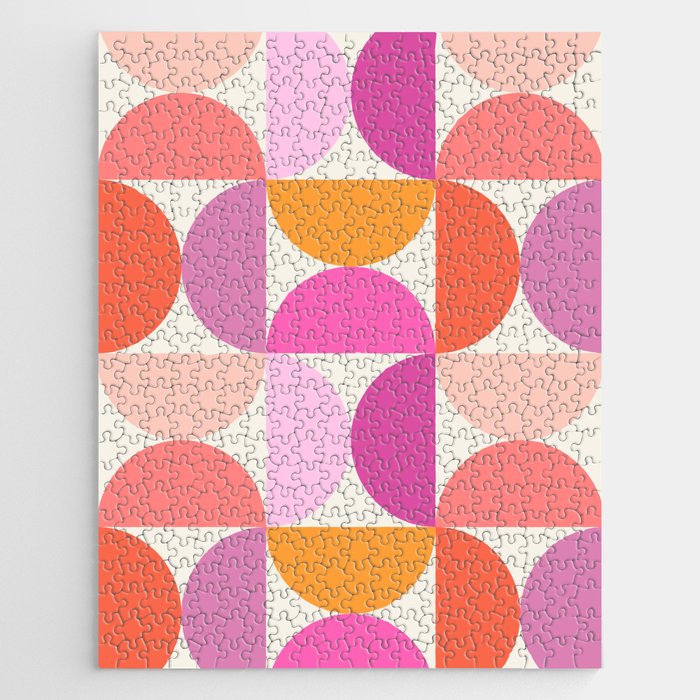 Mid Century Modern Shapes - Pink Jigsaw Puzzle Gallery Image 1