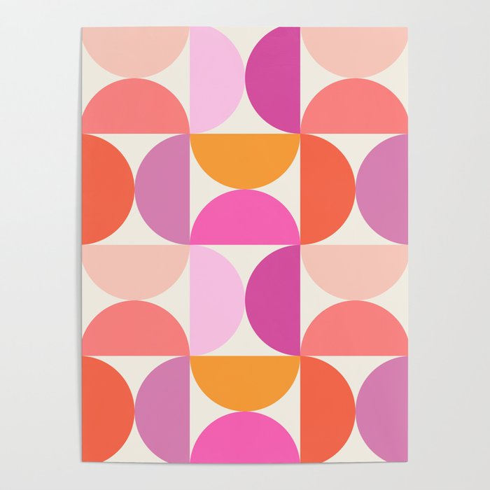 Mid Century Modern Shapes - Pink Poster Gallery Image 1