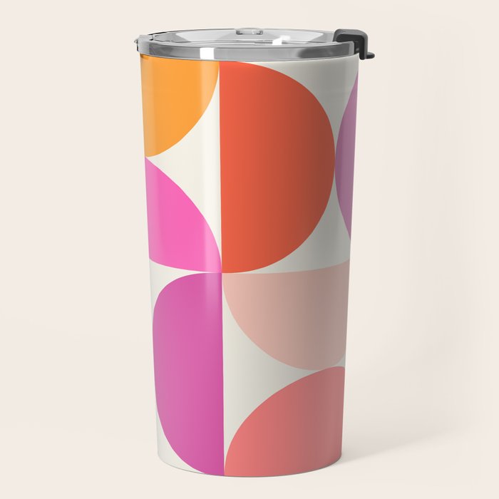 Mid Century Modern Shapes - Pink Travel Mug Gallery Image 2