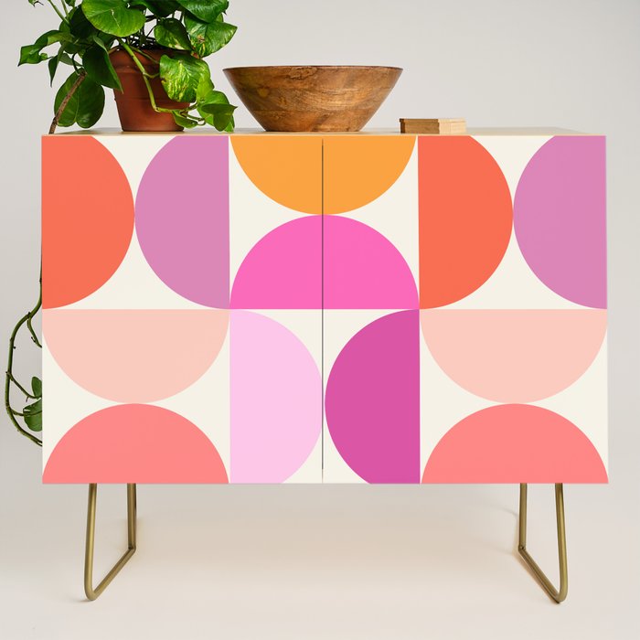 Mid Century Modern Shapes - Pink Credenza Gallery Image 1