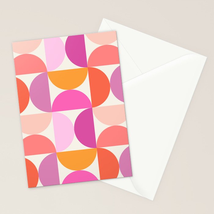 Mid Century Modern Shapes - Pink Stationery Card Gallery Image 2