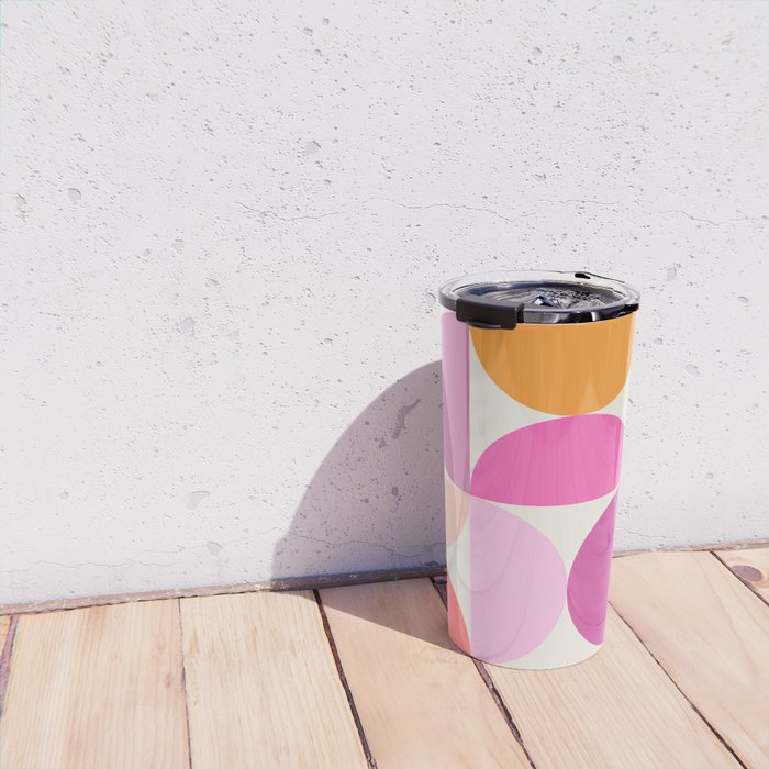 Mid Century Modern Shapes - Pink Travel Mug Gallery Image 4