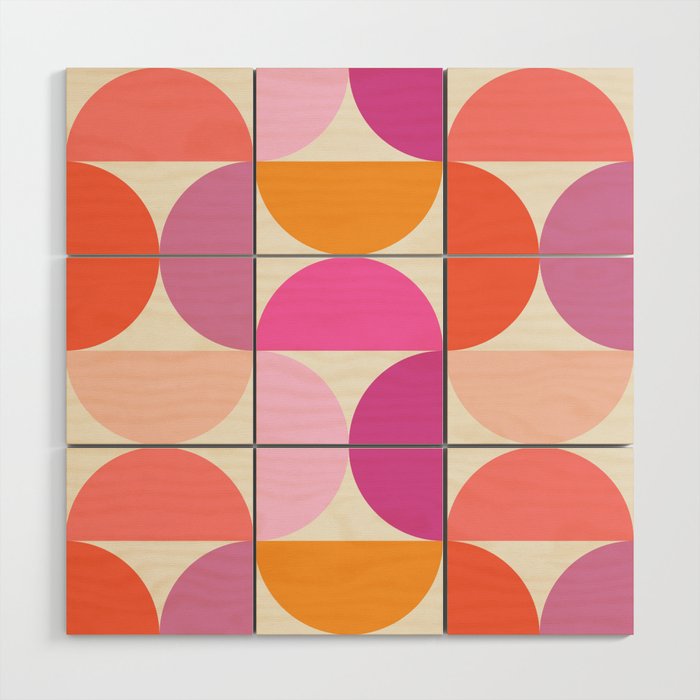Mid Century Modern Shapes - Pink Wood Wall Art Gallery Image 1