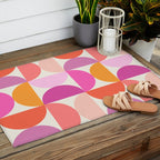 Mid Century Modern Shapes - Pink Outdoor Rug Gallery Image 2