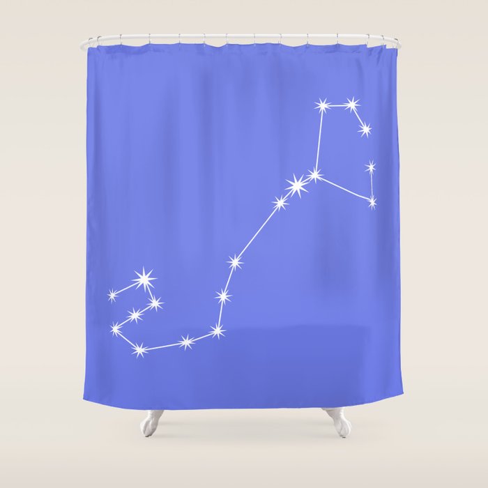Scorpio Zodiac Star Constellation Line Art Periwinkle Purple Shower Curtain Gallery Image 1