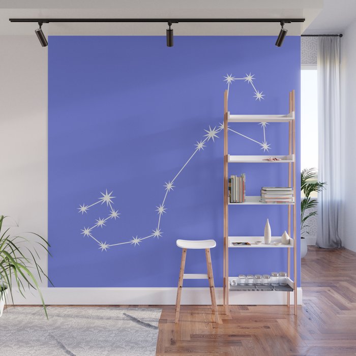Scorpio Zodiac Star Constellation Line Art Periwinkle Purple Wall Mural Gallery Image 1