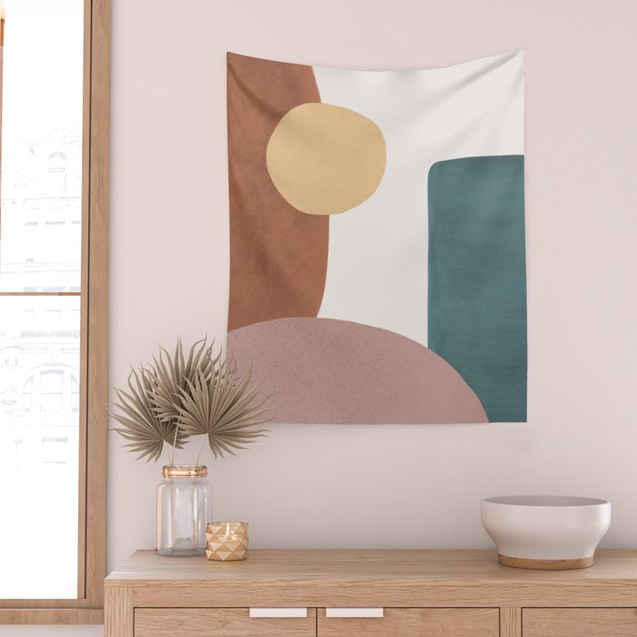 Abstract Earth 1-1 - Painted Shapes Wall Tapestry Gallery Image 2