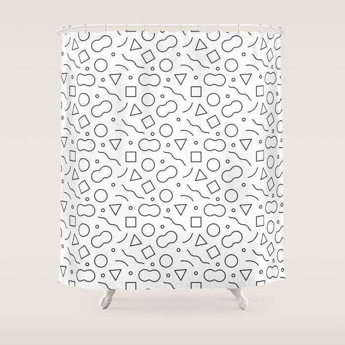 Fun geometric doodle shape art pattern Shower Curtain Gallery Image 1