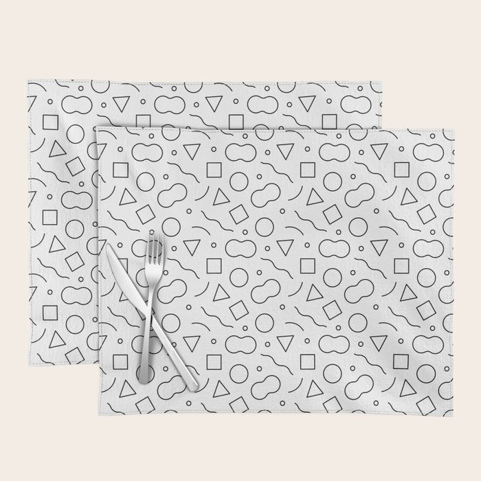Fun geometric doodle shape art pattern Placemat Gallery Image 1