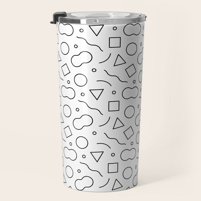 Fun geometric doodle shape art pattern Travel Mug Gallery Image 3