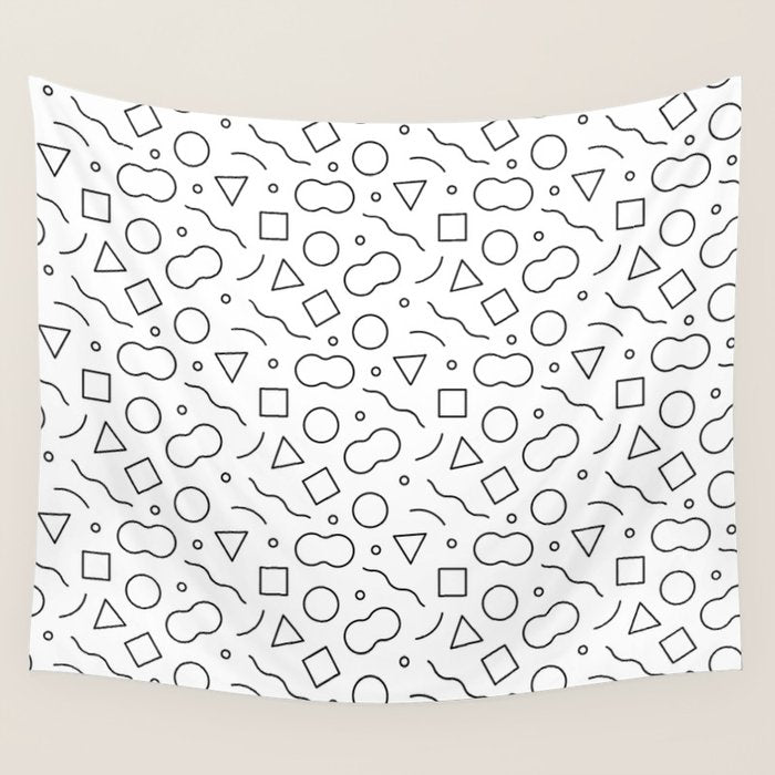 Fun geometric doodle shape art pattern Wall Tapestry Gallery Image 1