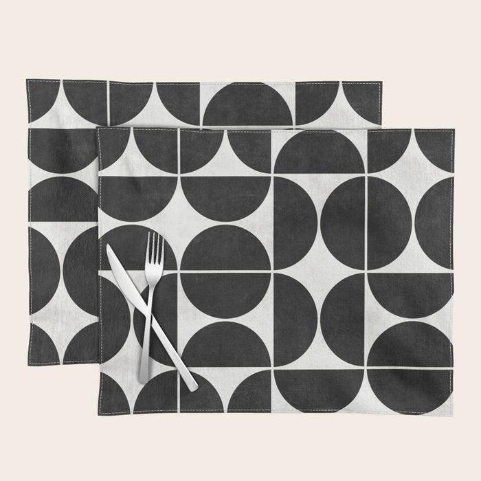Mid-Century Modern Pattern No.3 - Black and White Placemat Gallery Image 1
