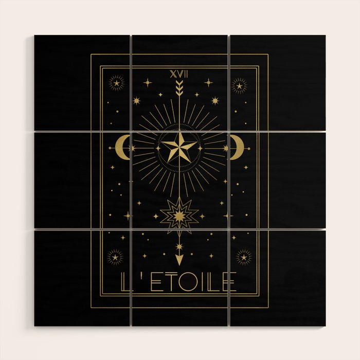 L'Etoile or The Star Tarot Gold Wood Wall Art Gallery Image 1