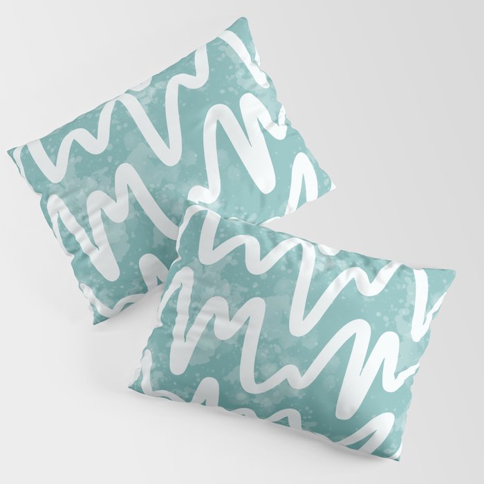 Squiggles . Turquoise Pillow Sham Gallery Image 3
