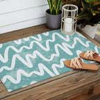 Squiggles . Turquoise Outdoor Rug Gallery Image 2