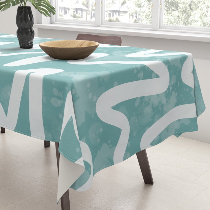 Squiggles . Turquoise Tablecloth Gallery Image 3