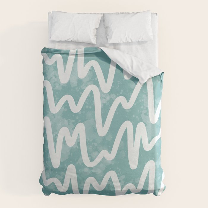 Squiggles . Turquoise Duvet Cover Gallery Image 1