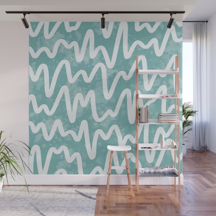 Squiggles . Turquoise Wall Mural Gallery Image 1
