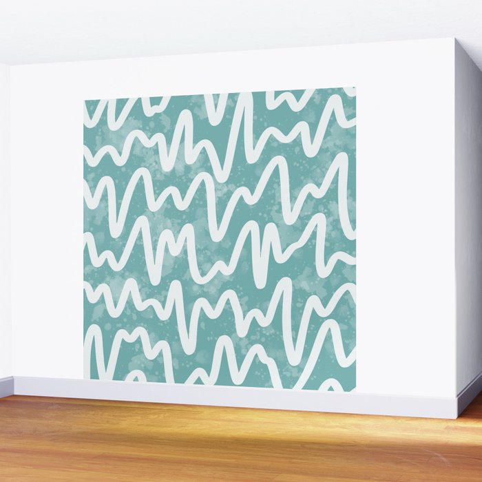 Squiggles . Turquoise Wall Mural Gallery Image 2