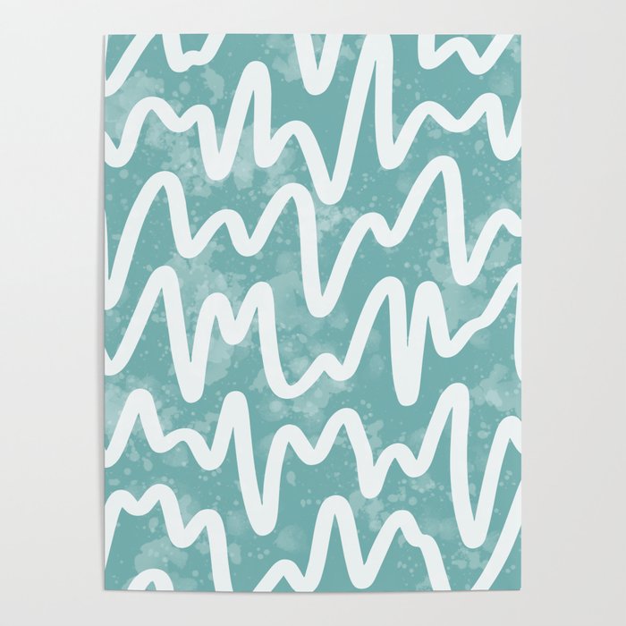 Squiggles . Turquoise Poster Gallery Image 4