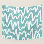 Squiggles . Turquoise Wall Tapestry Gallery Image 4