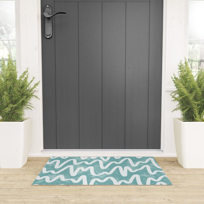 Squiggles . Turquoise Welcome Mat Gallery Image 3