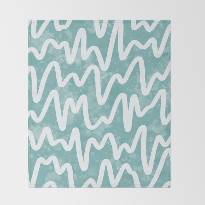 Squiggles . Turquoise Throw Blanket Gallery Image 2