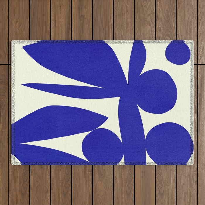 Abstract-botanical 17 blue Outdoor Rug Gallery Image 1