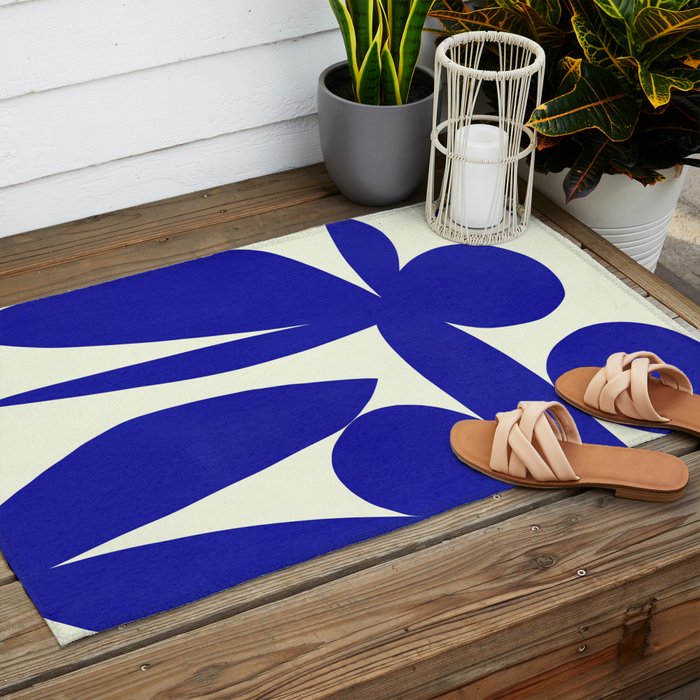 Abstract-botanical 17 blue Outdoor Rug Gallery Image 2