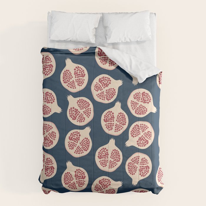 Pomegranate Fruit Navy Blue Comforter Gallery Image 1