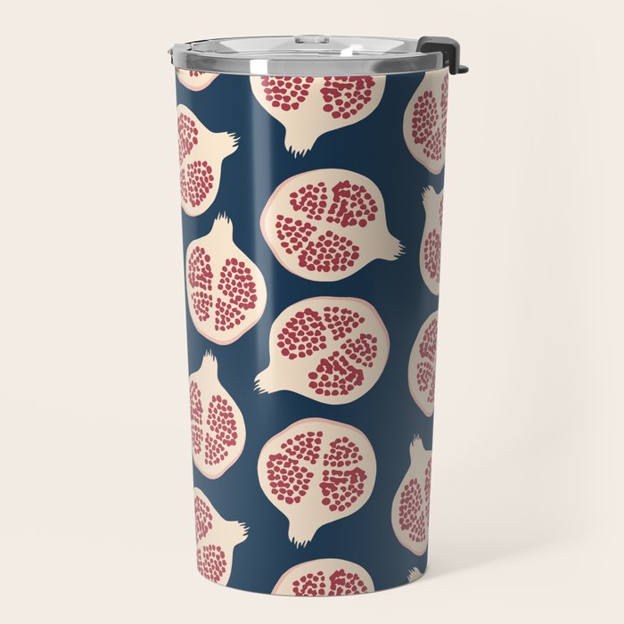 Pomegranate Fruit Navy Blue Travel Mug Gallery Image 2