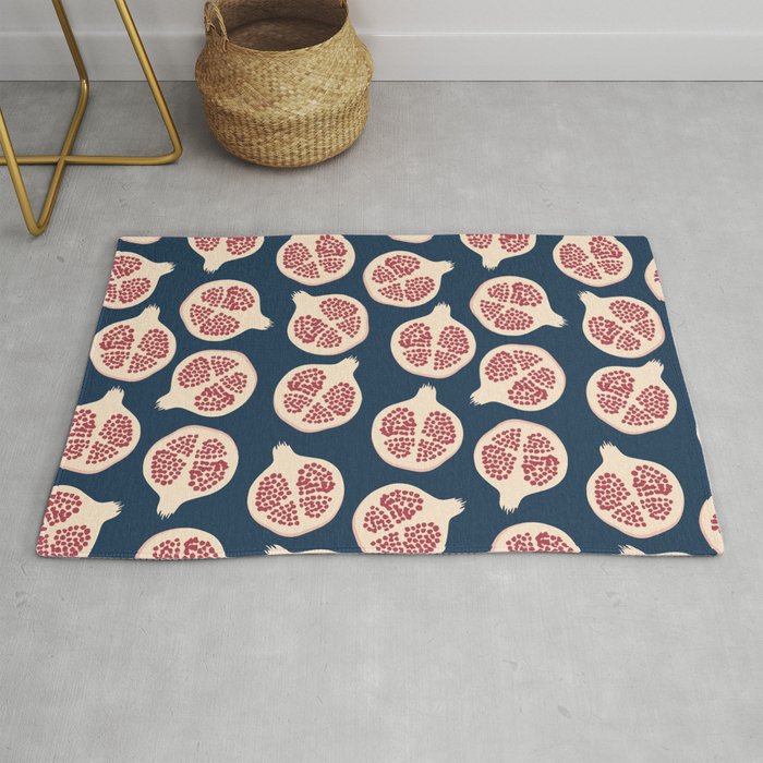 Pomegranate Fruit Navy Blue Rug Gallery Image 1