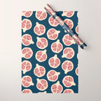Pomegranate Fruit Navy Blue Wrapping Paper Gallery Image 1