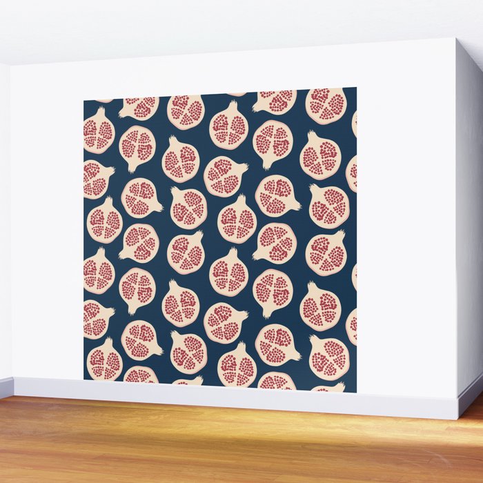 Pomegranate Fruit Navy Blue Wall Mural Gallery Image 2