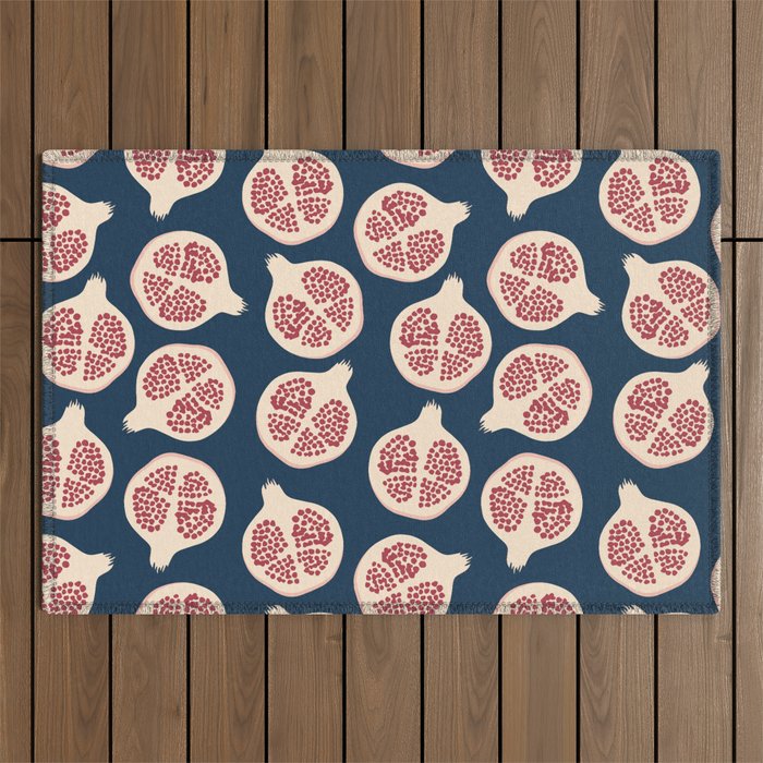 Pomegranate Fruit Navy Blue Outdoor Rug Gallery Image 1