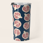 Pomegranate Fruit Navy Blue Travel Mug Gallery Image 3