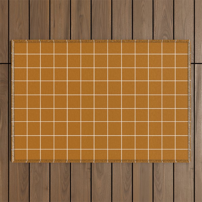 Grid (Golden Brown) Outdoor Rug Gallery Image 1