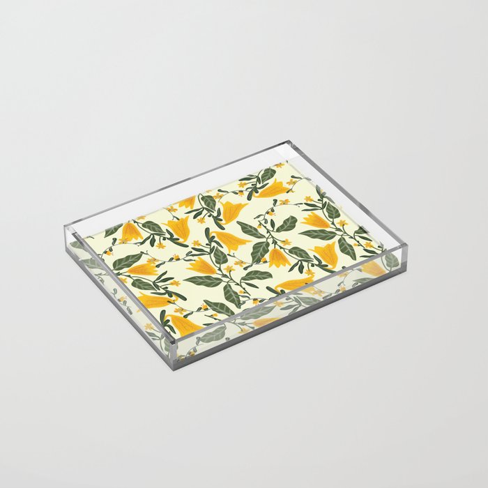 Yellow Bright Flower Pattern Acrylic Tray Gallery Image 2
