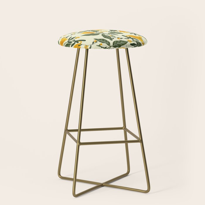 Yellow Bright Flower Pattern Stool Gallery Image 2